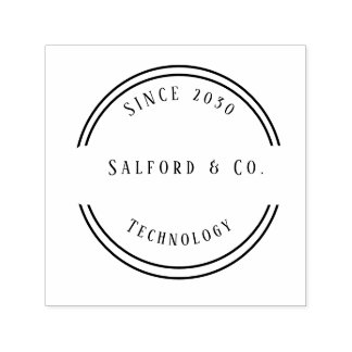 Zwart & Grijs Moderne Technologie Rubber Stempel 