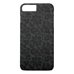 Zwart-grijs monochromatische  Floral Damascus iPhone 8 Plus / 7 Plus Hoesje