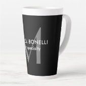 Zwart Grijs Monogram Moderne Minimalistische Sjabl Latte Mok (Rechterhoek)