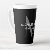 Zwart Grijs Monogram Moderne Minimalistische Sjabl Latte Mok (Linkerhoek)