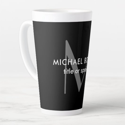 Zwart Grijs Monogram Moderne Minimalistische Sjabl Latte Mok (Linkerhoek)