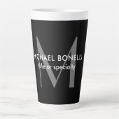 Zwart Grijs Monogram Moderne Minimalistische Sjabl Latte Mok (Voorkant)