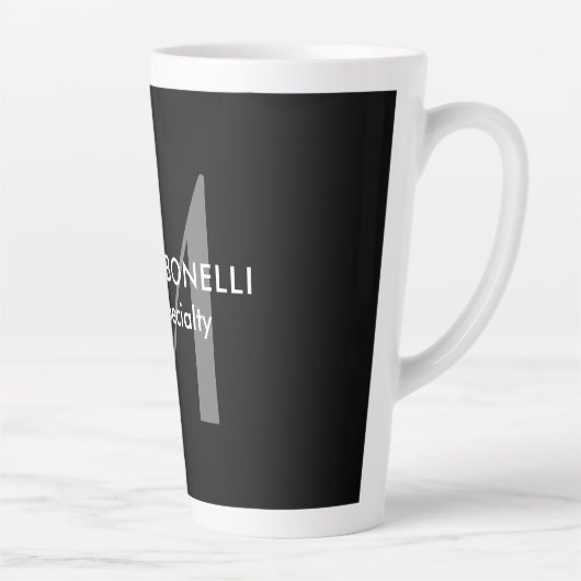 Zwart Grijs Monogram Moderne Minimalistische Sjabl Latte Mok (Rechts)