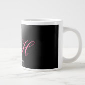 Zwart Grijs Monogram Naam Initiaal Letters Script Extra Grote Beker (Rechts)