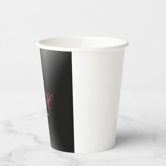 Zwart Grijs Monogram Naam Initiaal Letters Script Papieren Bekers (Links)