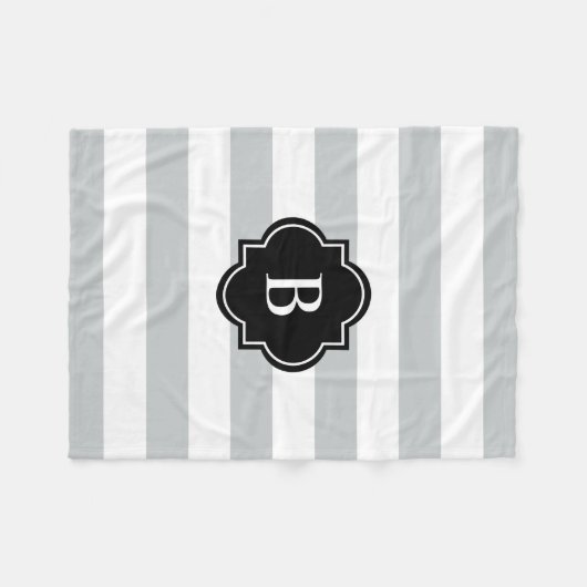 Zwart-grijs monogram Stripe | Fleece Blanket (Voorkant (Horizontaal))