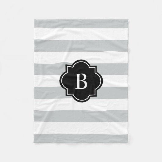 Zwart-grijs monogram Stripe | Fleece Blanket Deken (Voorkant)