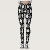 Zwart & Grijs Naadloze Argyle Pattern Leggings (Voorkant)