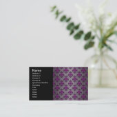 Zwart Grijs Paarse Victoriaans Damask Pattern Visitekaartje (Staand voorkant)