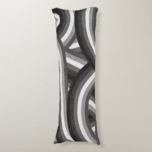 Zwart/Grijs Retro Regenboog Strepen Patroon Lichaamskussen (Voorkant Verticaal)
