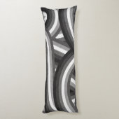 Zwart/Grijs Retro Regenboog Strepen Patroon Lichaamskussen (Achterkant (Verticaal))