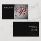 Zwart grijs rood monogram Visitekaartje (Voorkant / Achterkant)