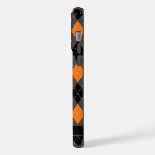  Zwart Grijs Sinaasappel Argyle Pattern iPhone Hoesje (Linkerkant)