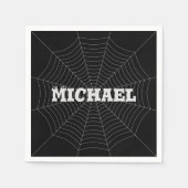 Zwart grijs spinnenweb Halloween Uw aangepaste naa Servet (Voorkant)