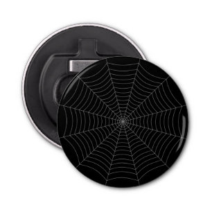 Zwart grijs spinweb Halloween patroon Button Flesopener