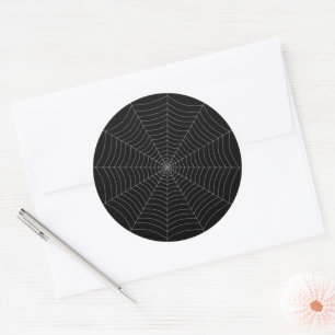 Zwart grijs spinweb Halloween patroon Ronde Sticker