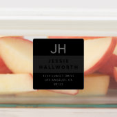 Zwart-grijs stijlvol modern monogram waterdicht labels (Aangebracht)