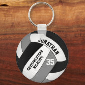 zwart grijs team kleuren volleybal jongens sleutelhanger (Achterkant)