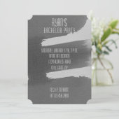 Zwart & Grijs Uitnodiging voor Bachelorfeest (Staand voorkant)