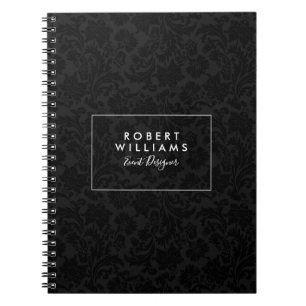 Zwart & grijs vintage damastpatroon notitieboek