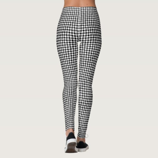 Zwart grijs wit diamant gecheckt leggings (Achterkant)