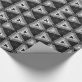 Zwart grijs + wit driehoekspattovenaar cadeaupapier (Hoek)