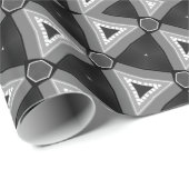 Zwart grijs + wit driehoekspattovenaar cadeaupapier (Rol Hoek)