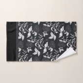 Zwart grijs wit elegant modern Floral Leaf  Bad Handdoek (Handdoek)