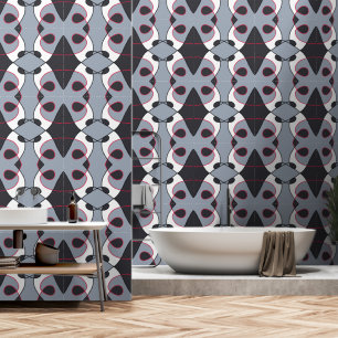Zwart, grijs, wit en rood abstract ontwerp behang