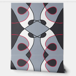 Zwart, grijs, wit en rood abstract  ontwerp behang