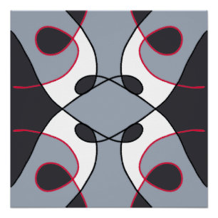 Zwart, grijs, wit en rood abstract ontwerp perfect poster
