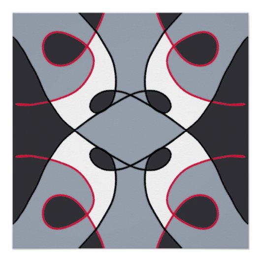 Zwart, grijs, wit en rood abstract ontwerp perfect poster (Voorkant)