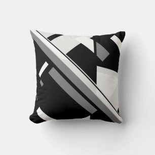 Zwart Grijs Wit Geometrische Diagonale Abstracte K Kussen