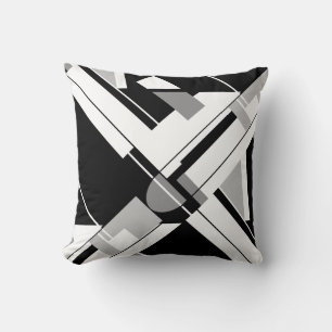 Zwart Grijs Wit Geometrische Kunst Kruisend Ontwer Kussen