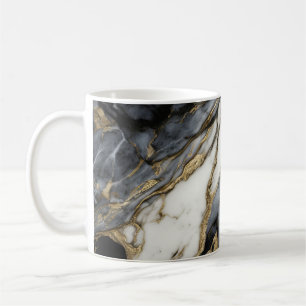 Zwart Grijs Wit Goud Marmer Wervelend Abstract Koffiemok