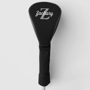 Zwart Grijs Wit Monogram Gepersonaliseerd Golfheadcover