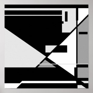 Zwart grijs wit "Sitting Man" Geometrisch ontwerp Poster