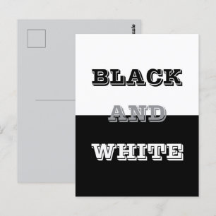 Zwart grijs wit tekst en effen kleuren ontwerp briefkaart