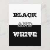 Zwart grijs wit tekst en effen kleuren ontwerp briefkaart (Voorkant)