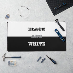 Zwart grijs wit tekst en effen kleuren ontwerp bureaumat