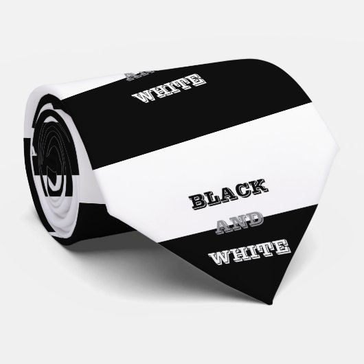 Zwart grijs wit tekst en effen kleuren ontwerp stropdas (Opgerold)