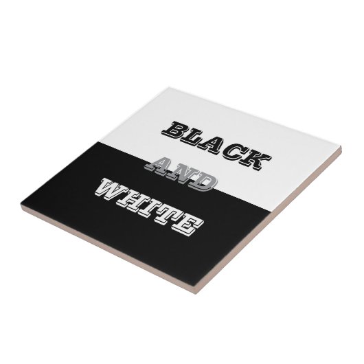 Zwart Grijs Wit Tekst En Effen Kleuren Ontwerp Tegeltje (Zijkant)