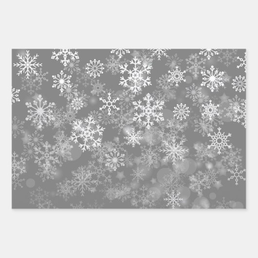 Zwart grijs witte monochrome snowflake kerst inpakpapier vel (Voorkant 2)