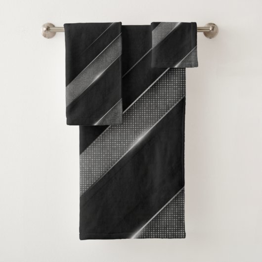 Zwart-grijze Chevron Bad Handdoek (Insitu)