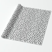 Zwart Grijze Polka Dots Patroon Gift Wrapping Pape Cadeaupapier (Uitgerold)