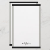 Zwart-grijze randen, monogram briefpapier (Voorkant / Achterkant)