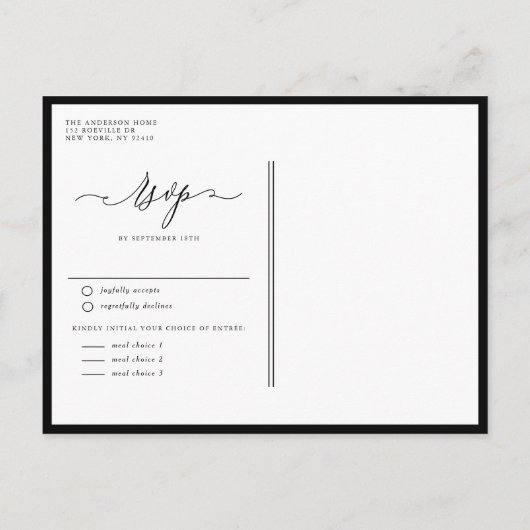 Zwart grillige kalligrafie bruiloft uitnodiging briefkaart (Achterkant)