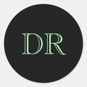 Zwart groen aangepaste initialen minimalistisch ronde sticker