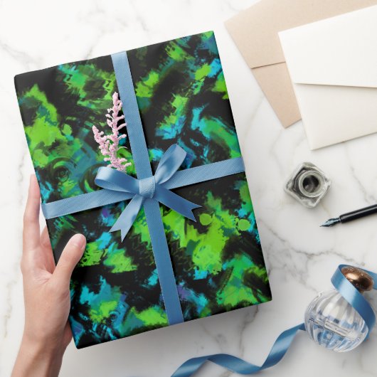Zwart-groen abstract cadeaupapier (Geschenken)
