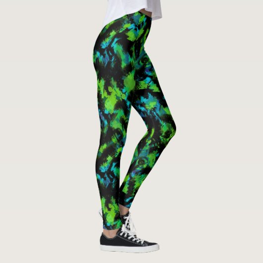 Zwart-groen abstract leggings (Rechts)